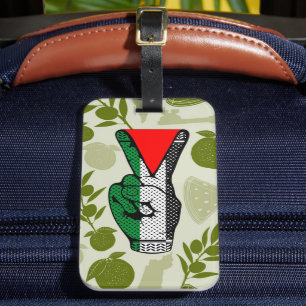 Segervinkel Hand Motstånd Röd Triangel Symbol Bagagebricka