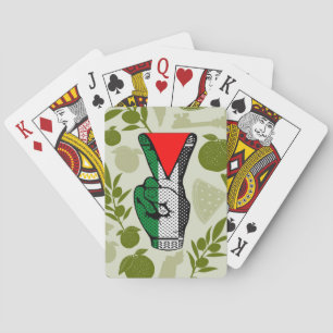Segervinkel Hand Motstånd Röd Triangel Symbol Casinokort