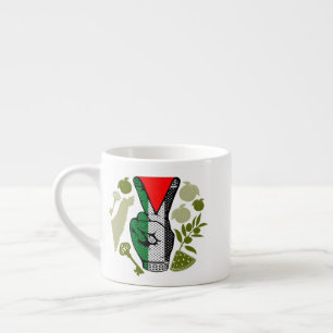 Segervinkel Hand Motstånd Röd Triangel Symbol Espressomugg