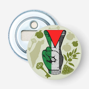 Segervinkel Hand Motstånd Röd Triangel Symbol Flasköppnare