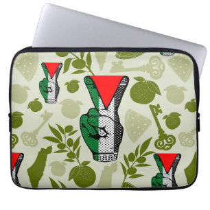 Segervinkel Hand Motstånd Röd Triangel Symbol Laptop Fodral