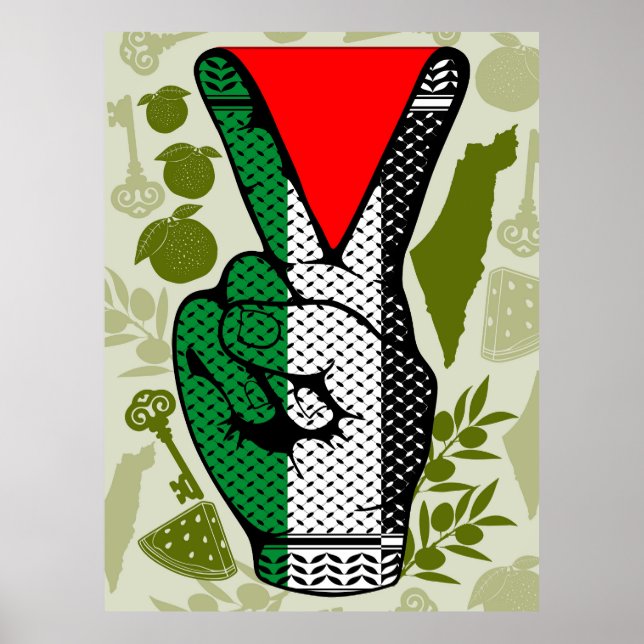 Segervinkel Hand Motstånd Röd Triangel Symbol Poster (Framsidan)
