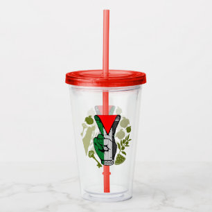Segervinkel Hand Motstånd Röd Triangel Symbol Take Away Mugg