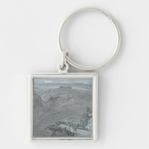 Segesta från "beskådar av Sicily" (krita- & Fyrkantig Silverfärgad Nyckelring