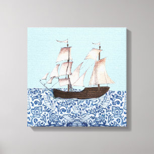 Segla fraktväggen som hänger, Mayflower Canvastryck