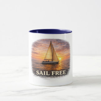 Segla Fritt Mugg Solnedgång Segelbåt Kaffe Mugg Oc