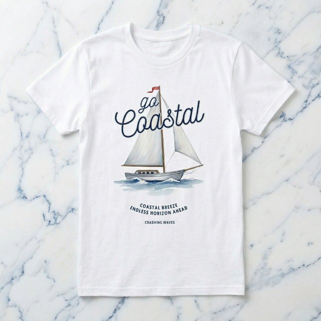 Segla Grafisk Vit T-Shirt för Kusten (POV: You’re coastal.)