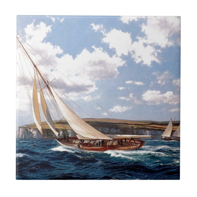 Segla i ett grovt hav kakelplatta (Framsidan)