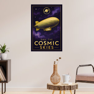 Segla i Himmel - Retro Space Airship Poster