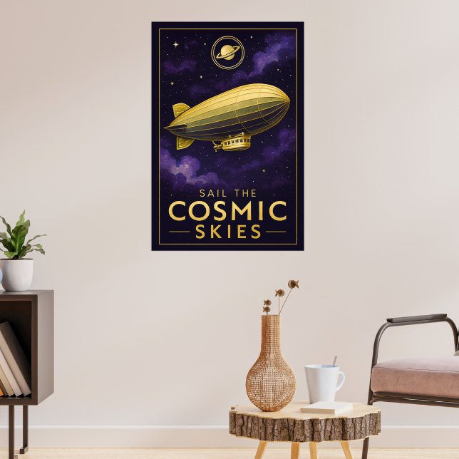 Segla i Himmel - Retro Space Airship Poster (Vardagsrum 3)