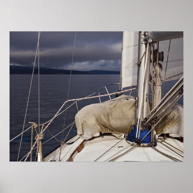 Segla in i en storm - Utskrift av fin konst Poster (Framsidan)