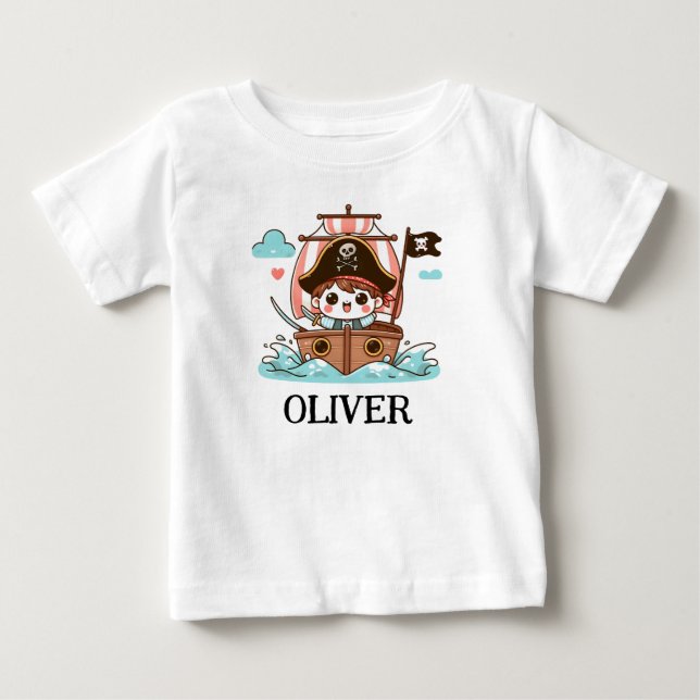 Segla iväg mot äventyr! Piratunge T Shirt (Framsida)