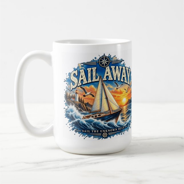 Segla iväg Segla bort i det okända blåa havet Kaffemugg (Vänster)