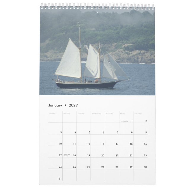 Segla!  kalender för 12 månad (Jan 2027)