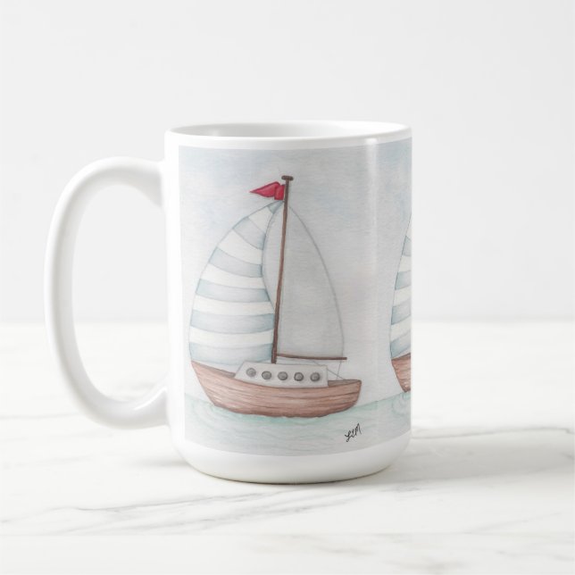 Segla på Ocean Blue Kaffemugg (Vänster)