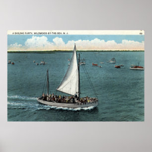 Segla partyet Wildwood vid vintagen 1934 för hav Poster