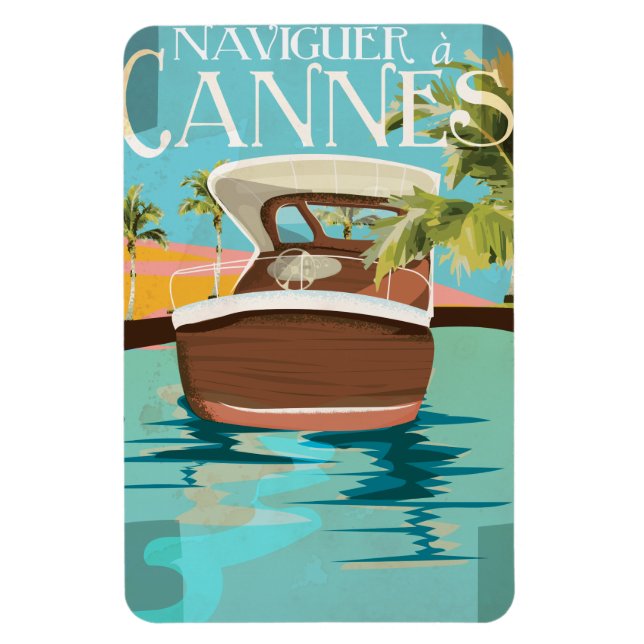 segla till Cannes (sail to) Vintage resaffisch Magnet (Vertikal)