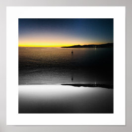 Segla till horisontens reflexionsfotografi poster