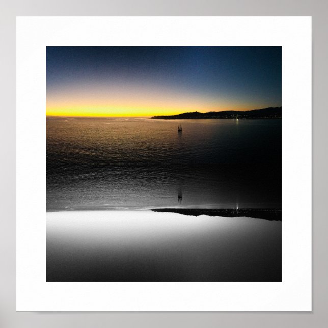 Segla till horisontens reflexionsfotografi poster (Framsidan)