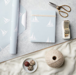 Segla till Nya Horisonter Mjuk Segelbåt på Blått Presentpapper