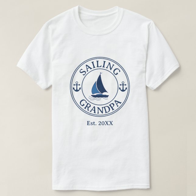 Seglande Farfar År då det Startade  T Shirt (Design framsida)