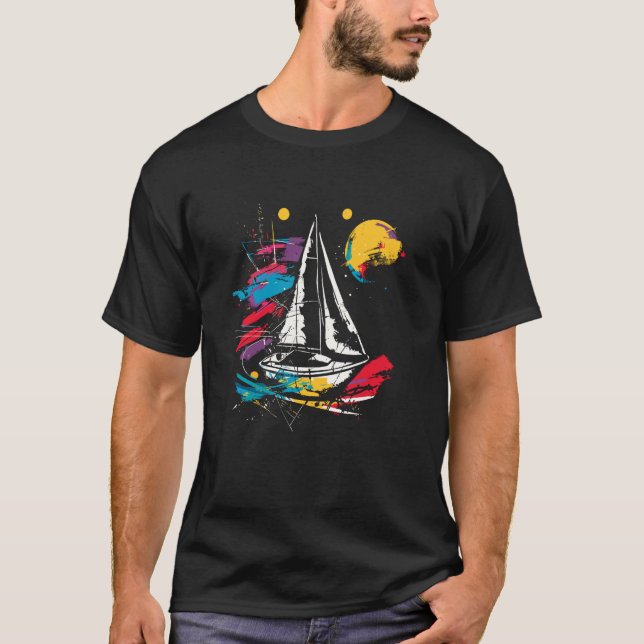 Seglande Grafisk Strand Katamaran T Shirt (Framsida)