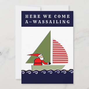 Seglande Jul med nautisk tema Julkort