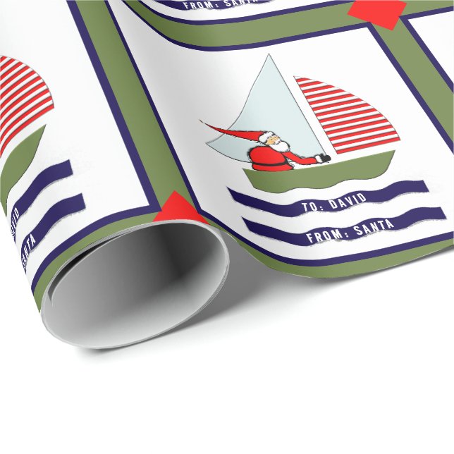 Seglande jul presentpapper (Rullad Hörn)
