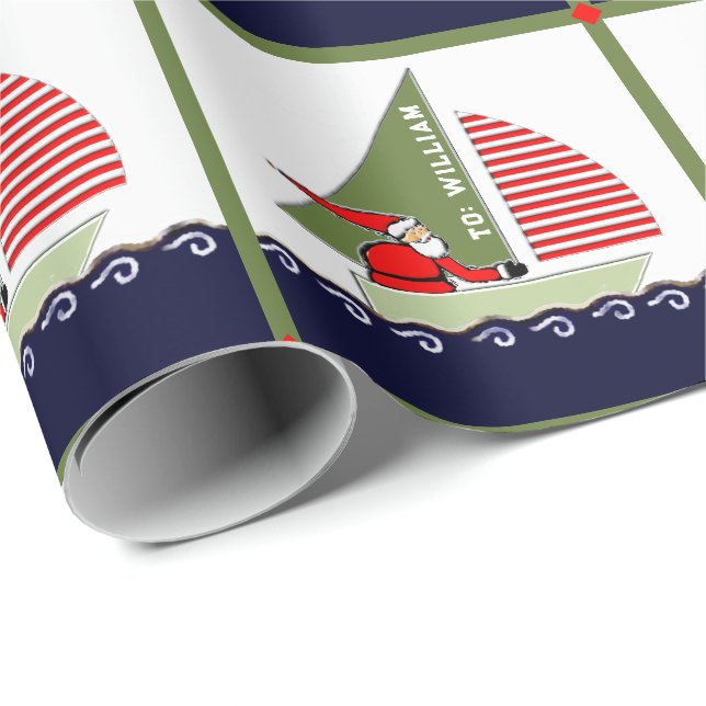 Seglande julpresent presentpapper (Rullad Hörn)