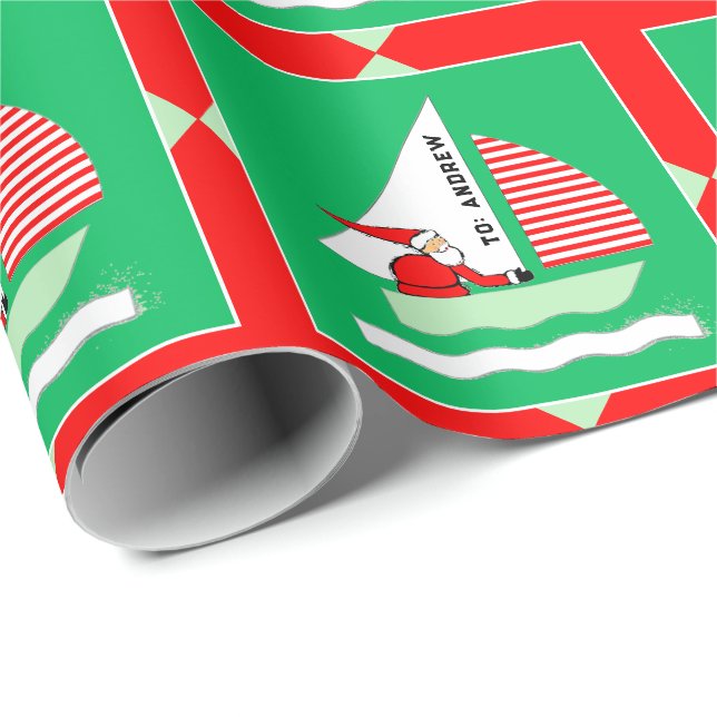 Seglande julpresent presentpapper (Rullad Hörn)