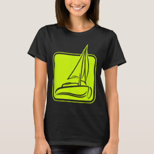 Seglande Logotyp Symbol Fyrkantig Segelbåt Fartyg T Shirt