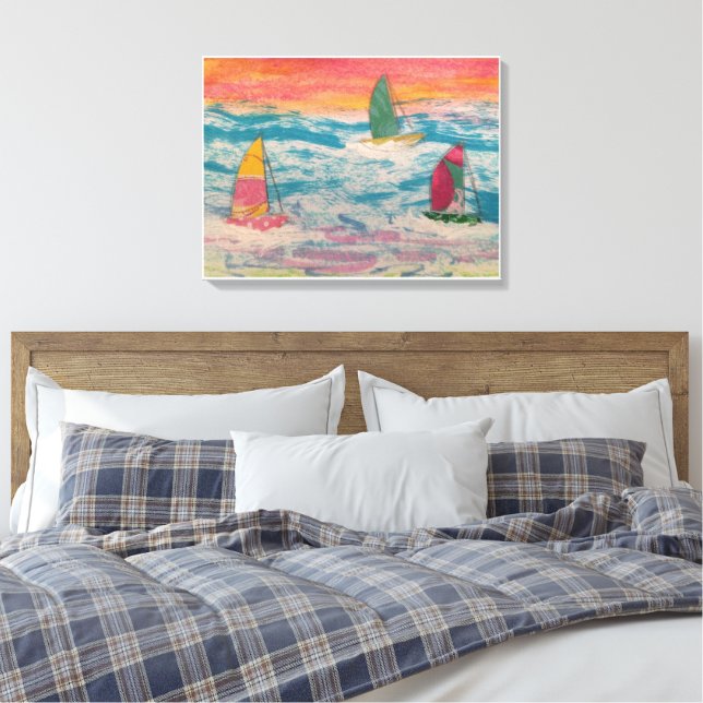 Seglande Orange Himmel Canvastryck (Insitu (sovrum))