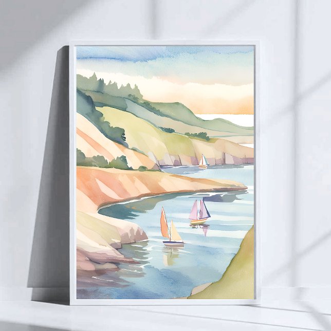 Seglande strand | Rhode Island Oceanakvarell Poster (Skapare uppladdad)