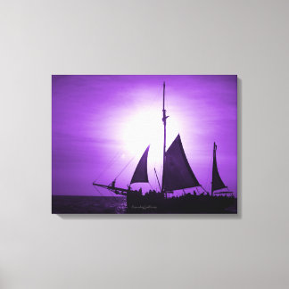 Seglar Aruba Skymning i Violett Dis (Landskap) Canvastryck