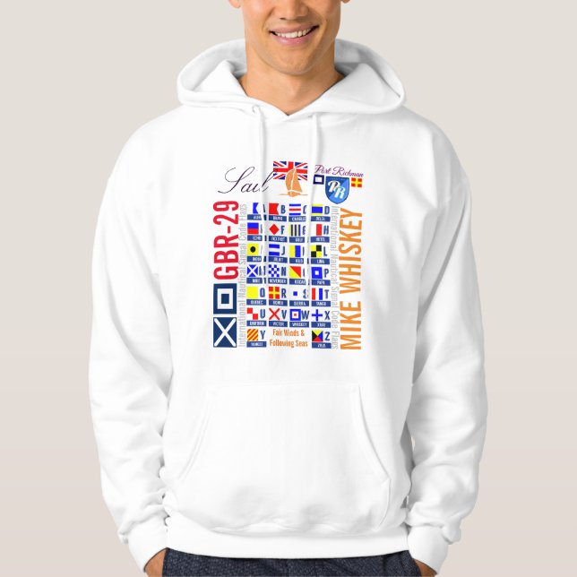 Seglar den nautiska flaggor Storbritannien för Sweatshirt Med Luva (Framsida)