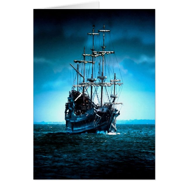 Seglar i blått hälsningskort (Framsidan)