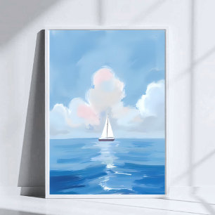 Seglar i Blått   Kustsegelbåt Havsmålning Poster