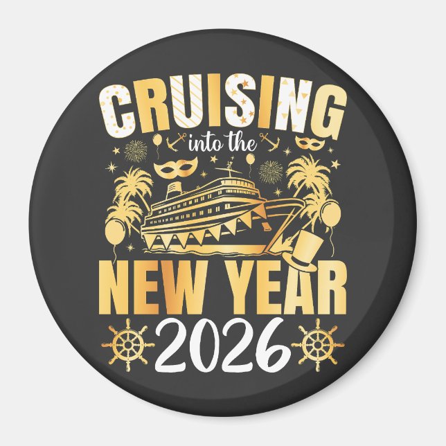 Seglar in i det nya året 2026 Cirkel Magnet (Framsidan)