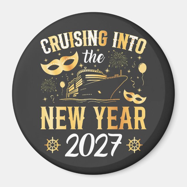 Seglar in i det nya året 2027 Cirkel Magnet (Framsidan)