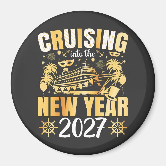 Seglar in i det nya året 2027 Cirkel Magnet (Framsidan)