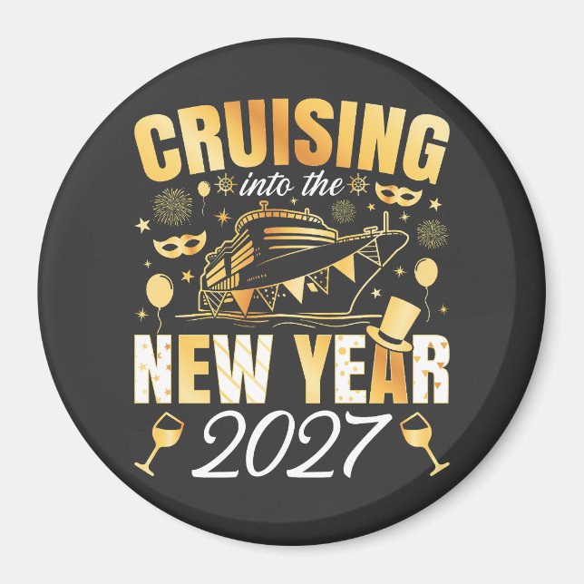 Seglar in i det nya året 2027 Cirkel Magnet (Framsidan)