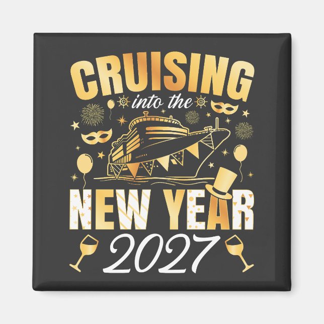 Seglar in i det nya året 2027 fyrkantig magnet (Framsidan)
