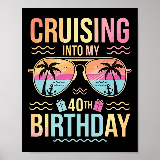 Seglar in i min 40-årsdag Tropisk solnedgångsemest Poster (Framsidan)