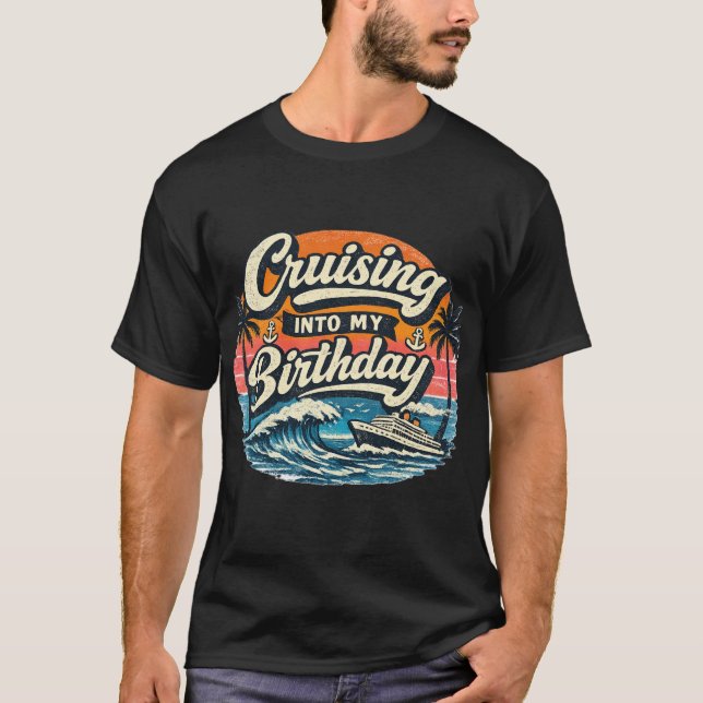 Seglar in på min födelsedag Retro kryssningströja T Shirt (Framsida)