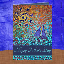 Seglar på Ocean Sea Glad fars dag Foto Kort