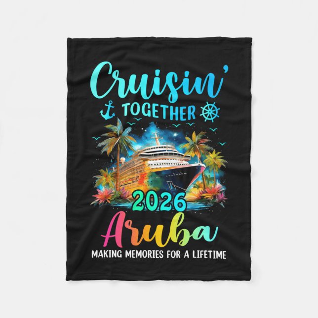 Seglar tillsammans aruba 2026 familjekryssning fleecefilt (Framsidan)