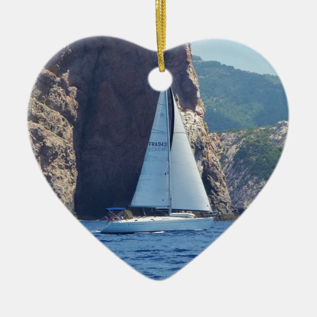 Segling Along kusten av Sardinia Julgransprydnad Keramik (Framsidan)