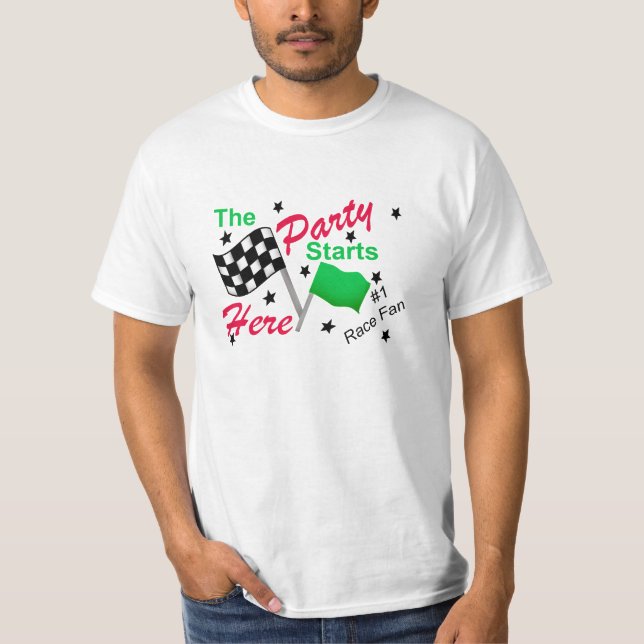 Segling av Flagga med kontrollerad Tävling Party T Shirt (Framsida)