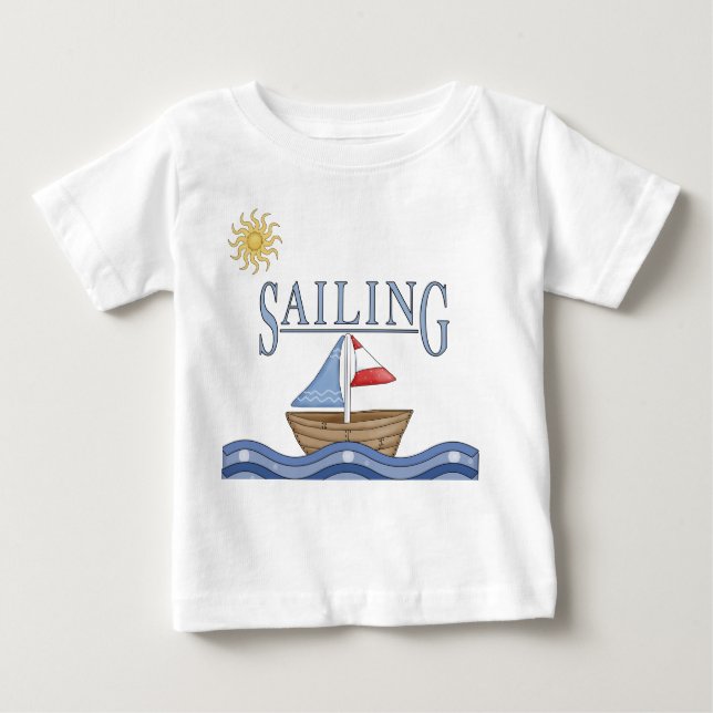 Segling - Cute Segelbåt vid Vatten T Shirt (Framsida)