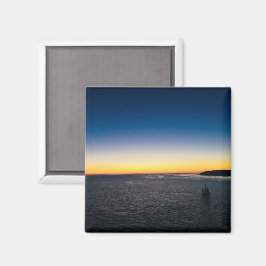 Segling från Harbour Gult Blue Sunset Photo Magnet